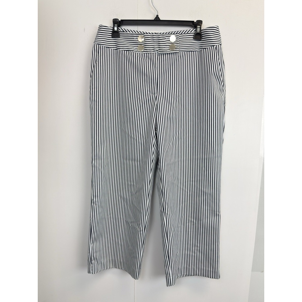 Chico's Navy/White Stripe‎ Crop Wide Leg Pants, Chico's Size 1, 32X24 Nautical